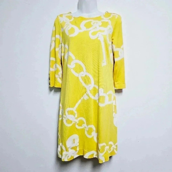 Lilly Pulitzer yellow key chain print dress small - Picture 3 of 10